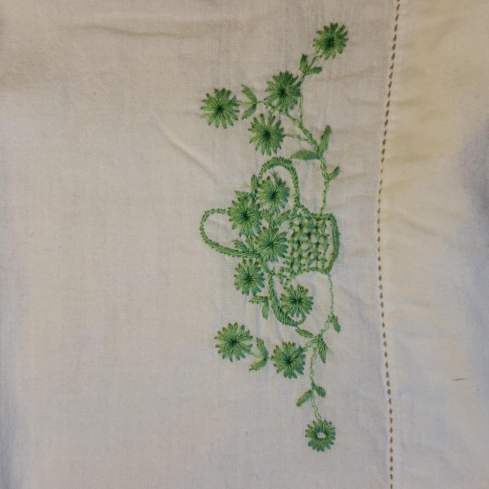 Vintage Hand Crafted Embroidered Floral Pillowcases Set of 2